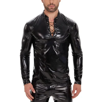 Plus Size Glossy Long Sleeve Shirt - Image 5