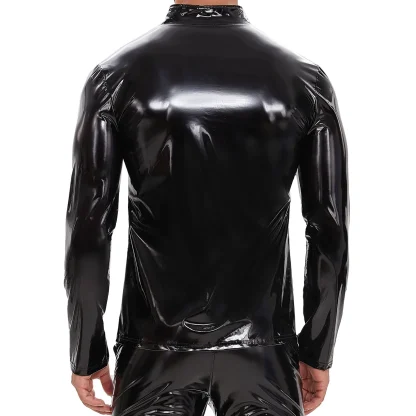Plus Size Glossy Long Sleeve Shirt - Image 2