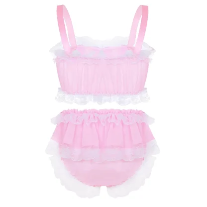 Cute Ruffled Lace Trim Lingerie Set - Image 2