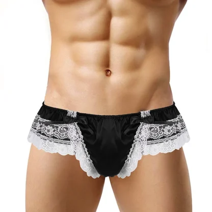 Chic Lace Ruffle Trim Thongs - Image 2