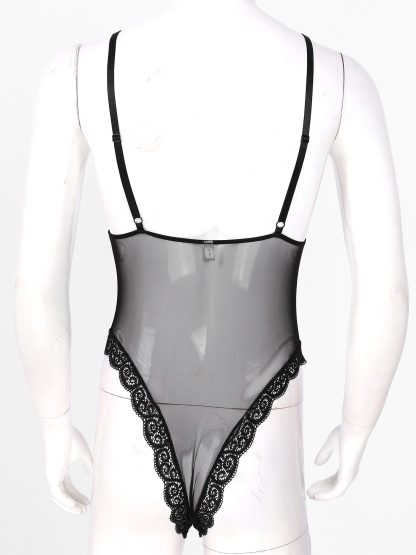 Sexy Strappy V-neck Sheer Bodysuit - Image 6