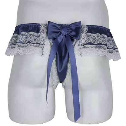 Chic Lace Ruffle Trim Thongs - Image 3