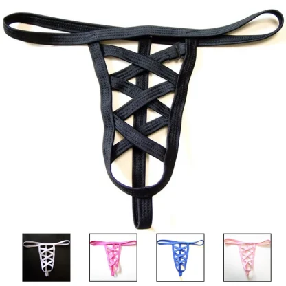 Strappy Elastic Hollow Out G-string - Image 6