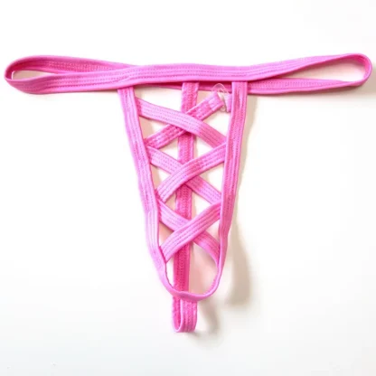 Strappy Elastic Hollow Out G-string - Image 3