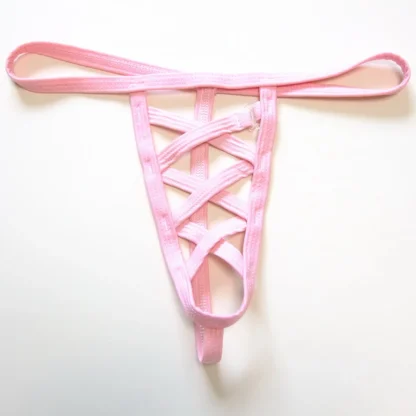 Strappy Elastic Hollow Out G-string - Image 4