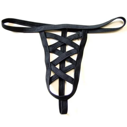 Strappy Elastic Hollow Out G-string - Image 2