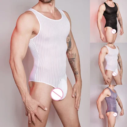 Striped Mesh Sleeveless Bodysuit - Image 12