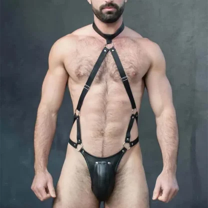 Black Halter Harness Bodysuit