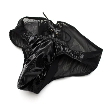 Lace-up Crotch High Cut Thong - Image 8