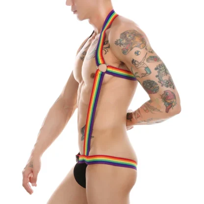 Open Back Colorful Harness Bodysuit