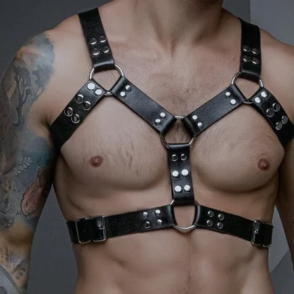 Black Adjustable Chest Harness - Image 2