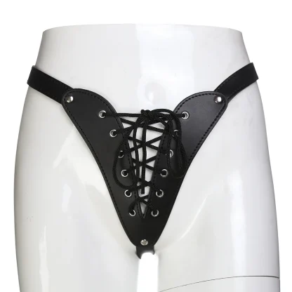 Lace-up Crotch High Cut Thong - Image 2