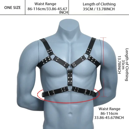 Black Adjustable Chest Harness - Image 7