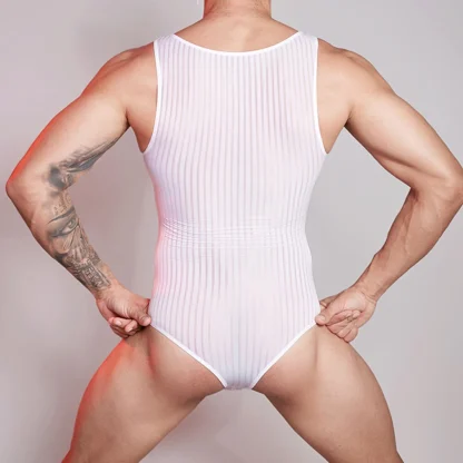 Striped Mesh Sleeveless Bodysuit - Image 5