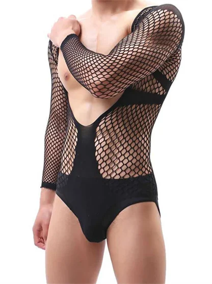 Long Sleeve Fishnet Bodysuit - Image 3