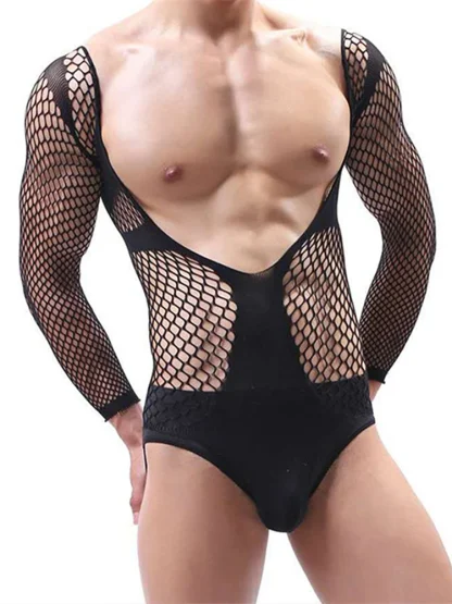 Long Sleeve Fishnet Bodysuit - Image 2
