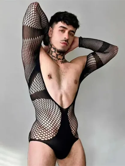 Long Sleeve Fishnet Bodysuit - Image 6