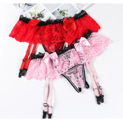 Skirted Lace Sexy Garter Thong - Image 10