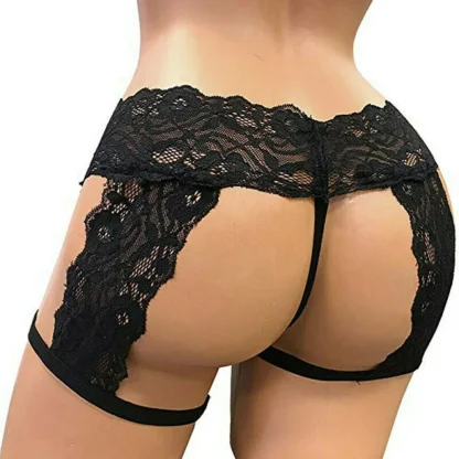 Sheer Lace Garter Black Thong