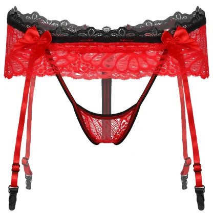 Skirted Lace Sexy Garter Thong - Image 2