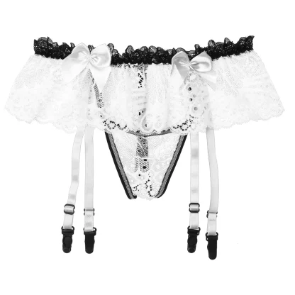 Skirted Lace Sexy Garter Thong - Image 5