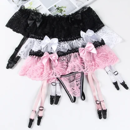 Skirted Lace Sexy Garter Thong - Image 12