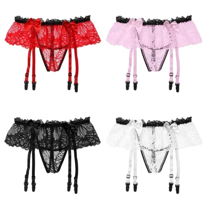 Skirted Lace Sexy Garter Thong - Image 14