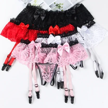 Skirted Lace Sexy Garter Thong - Image 11