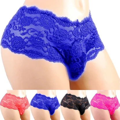 Floral Pattern Sheer Lace Panties - Image 6