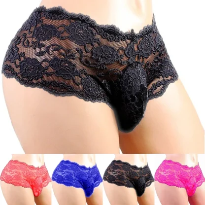 Floral Pattern Sheer Lace Panties - Image 5