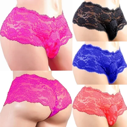 Floral Pattern Sheer Lace Panties - Image 8